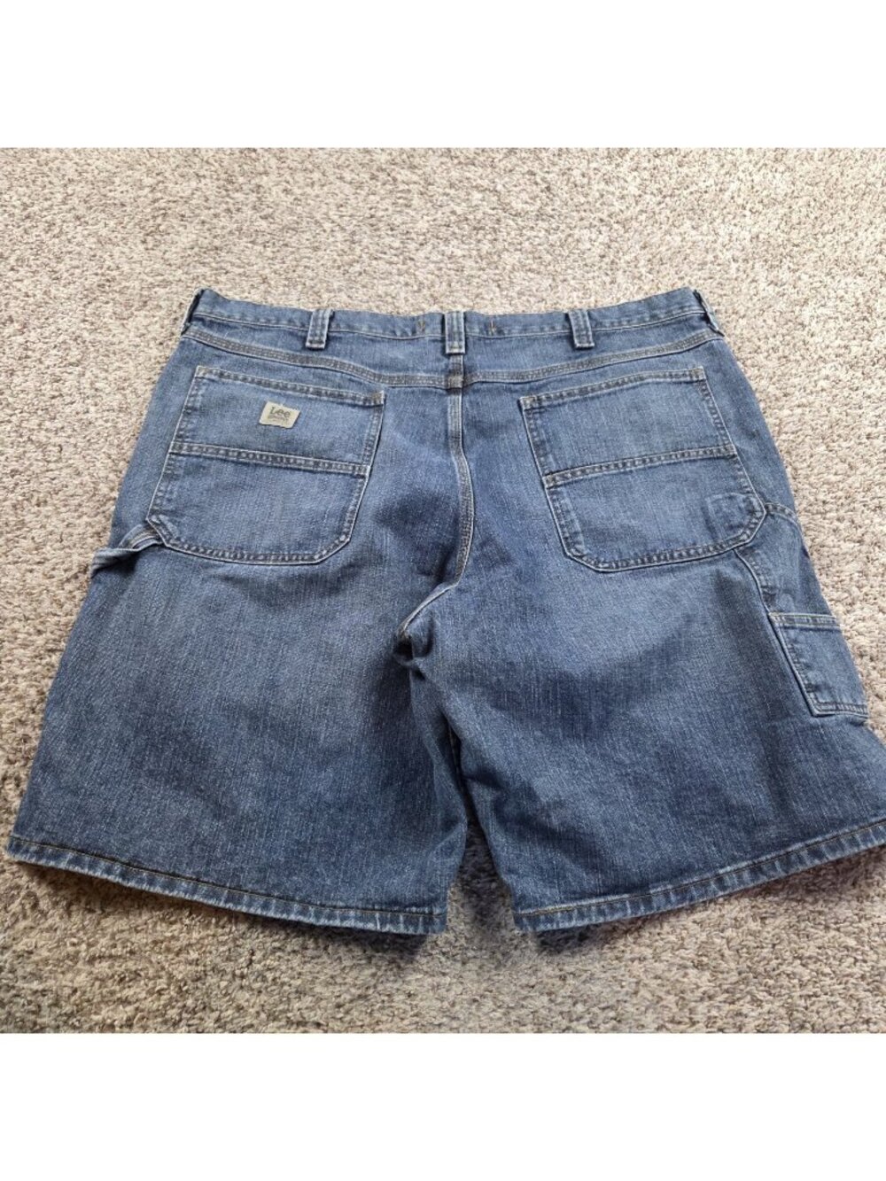Lee Dungarees Carpenter Shorts Mens 44 Blue Retro Dark Wash Denim